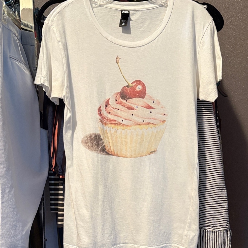 White Cherry Cupcake Tee